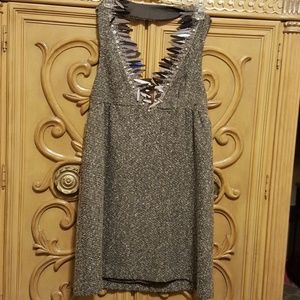 Anna Sui Grey Tweed Cocktail Dress